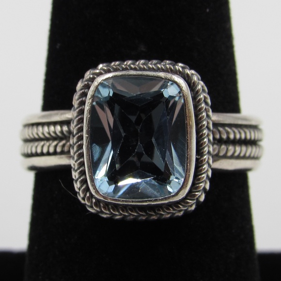 Jewelry - Size 8 Sterling Silver Blue Topaz Braided Ring